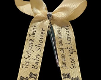 Custom Satin Favor Ribbons: Bowed Party Decoration, Set of 35