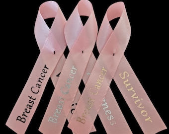 Breast Cancer Awareness Ribbons: Set of 25 Satin Lapel Pins