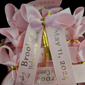 Custom Satin Favor Ribbons: Bowed Party Decoration, Set of 10