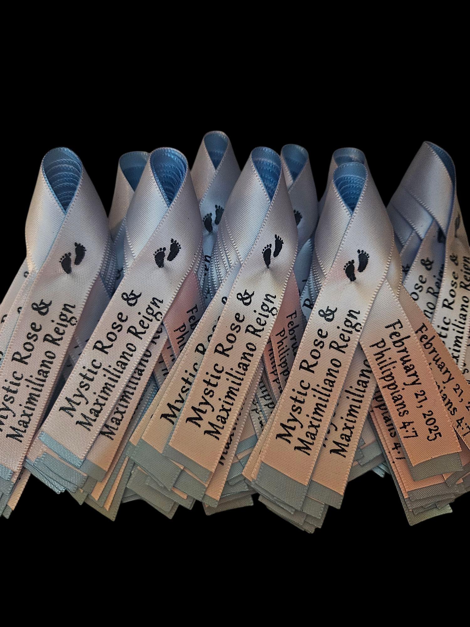 Custom Memorial Ribbon Pin: Personalized Satin Lapel Ribbon, Set of 25 ...