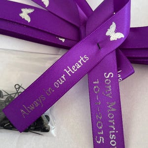 25 Custom Memorial Ribbon Pin: Celebration of Life, Personalized Keepsake