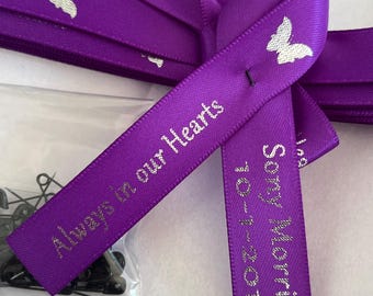 25 Custom Memorial Ribbon Pin: Celebration of Life, Personalized Keepsake