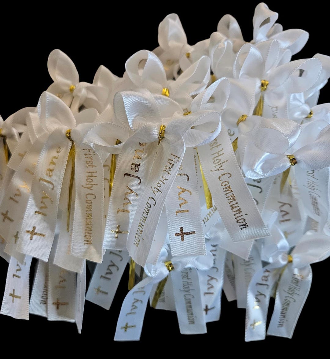 Set of 25 Communion or Confirmation Favor Ribbons, Custom, Satin ...