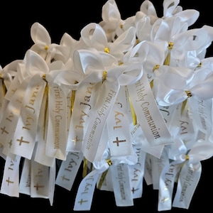 Set mit 25 Bändern für Kommunion oder Konfirmation, Satinbänder nach Kundenwunsch