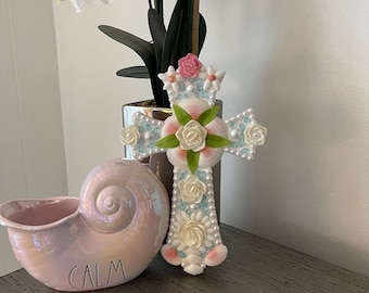 Beach Inspired Cross - Coastal Decor, Beach, Cross, Communion, Wedding Gift, Confirmation Gift