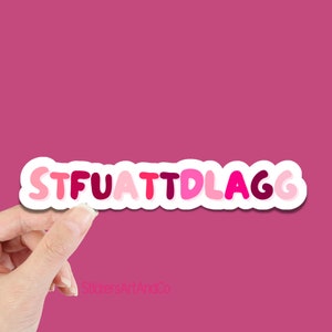 STFUATTDLAGG sticker roze/waterdichte sticker/Kindle sticker boekenclub/waterfles sticker holografische laptop sticker