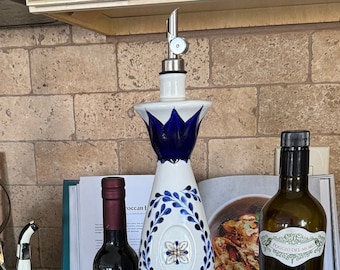 Ceramic Olive Oil Dispenser from Repurposed Clase Azul Tequila bottle.