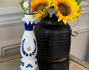 200 ml Handcrafted Ceramic Oil Dispenser Repurposed Clase Azul Tequila bottle.