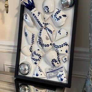 Broken Bottle Wall Art: Upcycled Clase Azul Tequila Decor