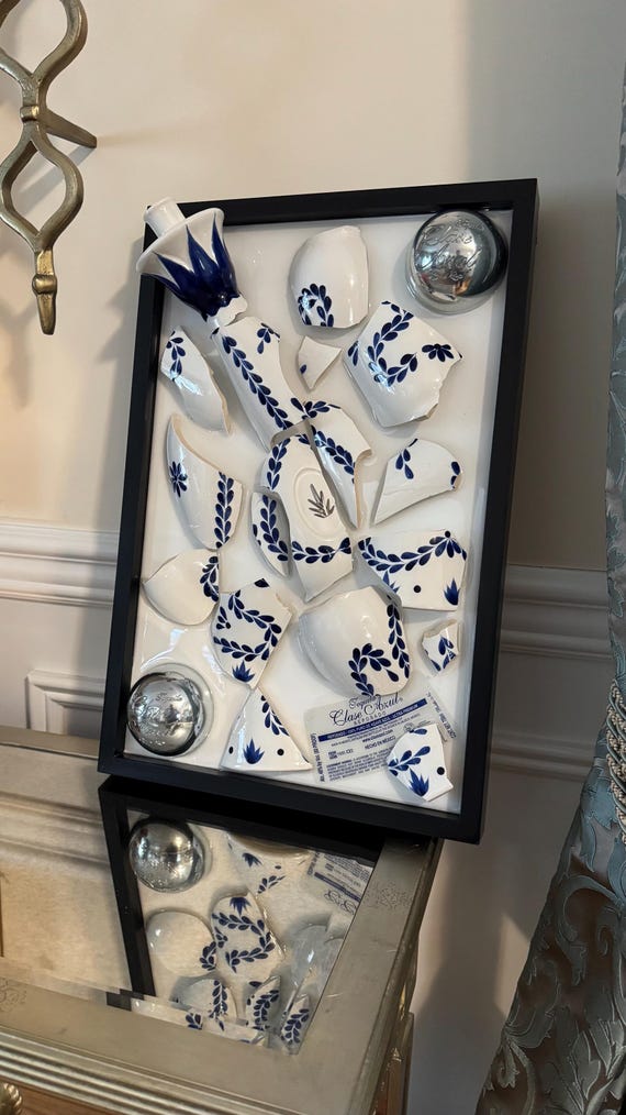 Broken Bottle Wall Art: Upcycled Clase Azul Tequila Decor - Etsy