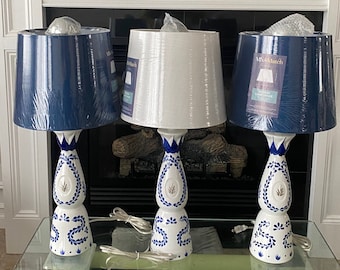 Upcycled Clase Azul Tequila Bottle Handmade Lamp