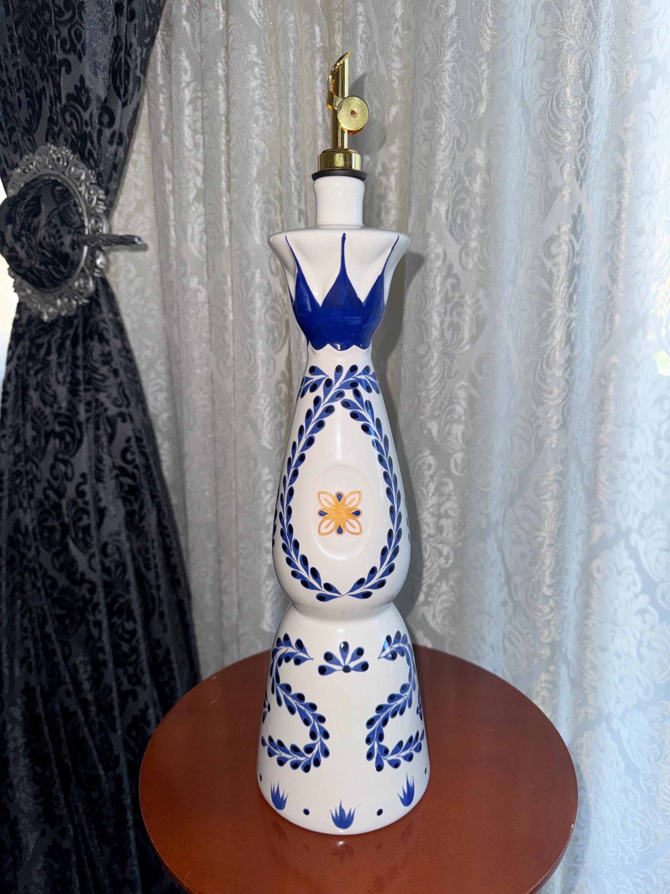 Gold -ceramic Olive Oil Dispenser From Repurposed Clase Azul