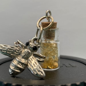 Citrine and honeybee charm for bracelet or necklace