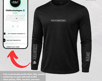Camiseta inteligente NFC de manga larga / Protección UV, función para compartir en redes sociales con un toque, ideal para actividades al aire libre.