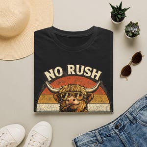 Ingen brådska bara mua höglandskon retro t-shirt och muggdesign