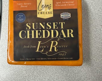 Leon’s Sunset Cheddar Cheese - Aged 10 Months | Farmstead Artisan Cheddar | Savory & Slightly Nutty Cheese
