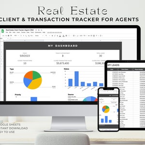 Real Estate Client & Transaction Pipeline CRM, Google Sheets Template Business Tracker, Leads Tracker, Easy Checklist, Realtor Tools