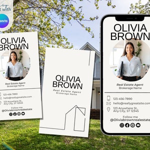 Digital & Vertical Business Card Bundle for Agents | Real Estate Marketing | Modern Real Estate Business | Entrepreneur | Canva Template