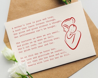 Mum Mothers Day Card - Mothers Day Poem - Mum Card - Card For Mum - Best Mum - Mother's Day Card For Mum - Special Gift