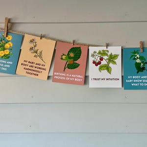 Birth Affirmation cards, herbal/floral, 5X7