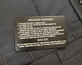 Laser Engraved Miranda Warning Metal Card – Personalized Law Enforcement Gift