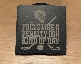 Laser Engraved Hockey Slate Coaster Set, Personalized (Set of 4)