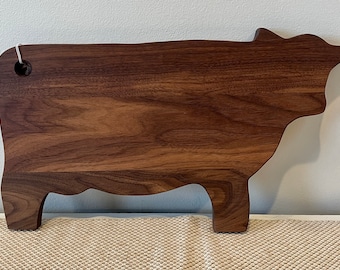 Cow Shaped Charcuterie Board, Walnut Cheese Board, Farmhouse Kitchen Decor