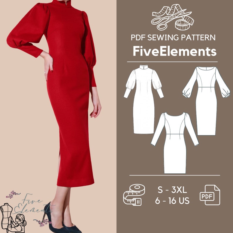 Women Long Sleeve PDF Sewing Pattern Bundle Ruffle Puff Sleeve Etsy