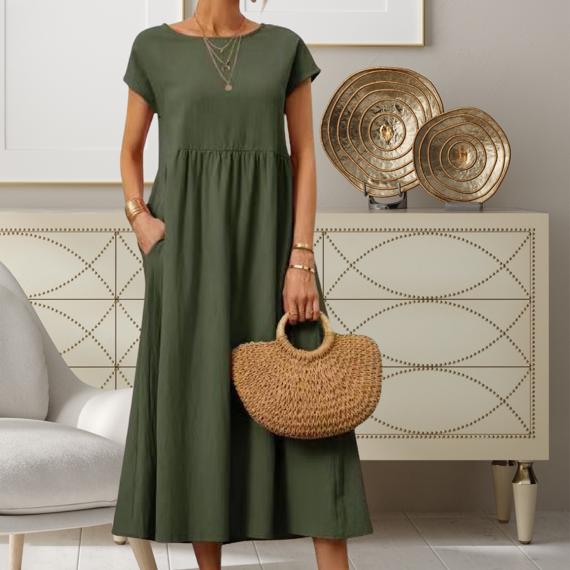 Women Linen Dress PDF Sewing Pattern Vintage Ruffled Dress - Etsy Australia