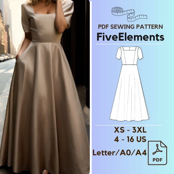 Patron de couture PDF pour robe dos nu femme