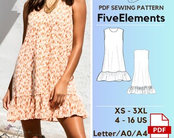 Summer Dress PDF Sewing Pattern Girl Formal Dress Pattern Easy Sewing Pattern