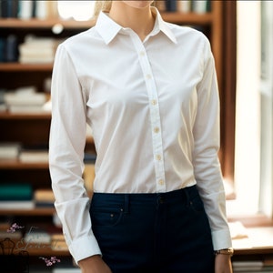 Women Casual Long Sleeve Blouse PDF Sewing Pattern Simple Office Shirt ...