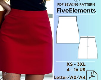 Linen Skirt PDF Sewing Pattern Women Wool Skirt Easy Pattern Casual Simple Skirt