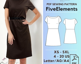 Short Sleeve Casual Dress PDF Pattern, Regular Fit Dress Pattern, Summer  Dress