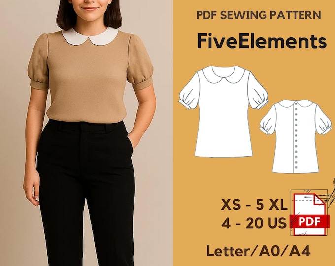 Baby and Girl Peter Pan Collar Blouse With Puff Sleeves – Pattern PDF ...