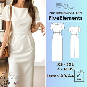 Women Casual Linen Dress PDF Sewing Pattern Simple Short Sleeve Dress Pattern Summer Dress