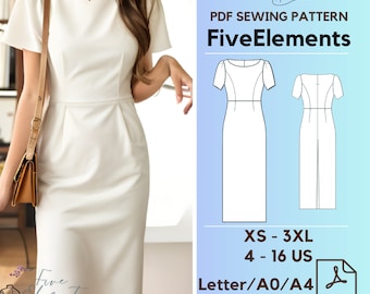 Women Casual Linen Dress PDF Sewing Pattern Simple Short Sleeve Dress Pattern Summer Dress