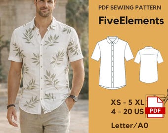 Schnittmuster für Herren T-Shirt | Lässiger Sommer Button-Up PDF XS–5XL | A4 A0 US Letter