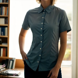 Short Sleeve Blouse PDF Sewing Pattern Button up Shirt PDF Pattern ...