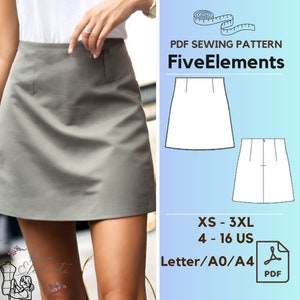 Mini Skirt Sewing Pattner, Women Summer Skirt PDF Sewing Pattern, Women Clothing Pattern