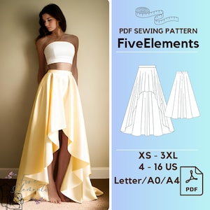 Ruffled High Waist Skirt Sewing Pattern Women Maxi Skirt PDF Pattern Wedding Long Skirt Pattern