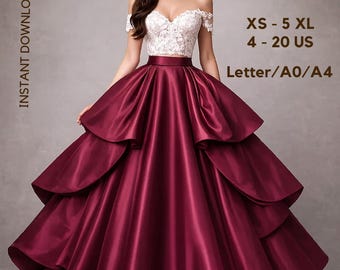 Ball Gown Tiered Skirt Sewing Pattern | Princess Skirt | Elegant Evening Skirt PDF | Dramatic Full Skirt | XS–5XL