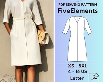 Women Linen Dress Pattern Casual Loose Dress PDF Sewing Pattern Summer Simple Dress Pattern