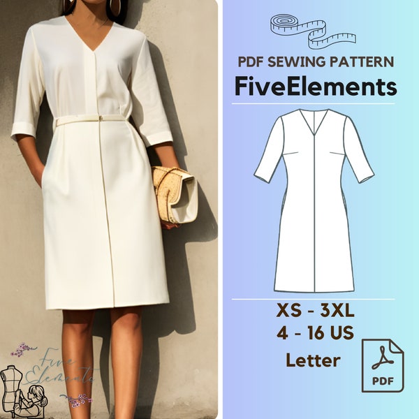 Women Linen Dress Pattern Casual Loose Dress PDF Sewing Pattern Summer Simple Dress Pattern