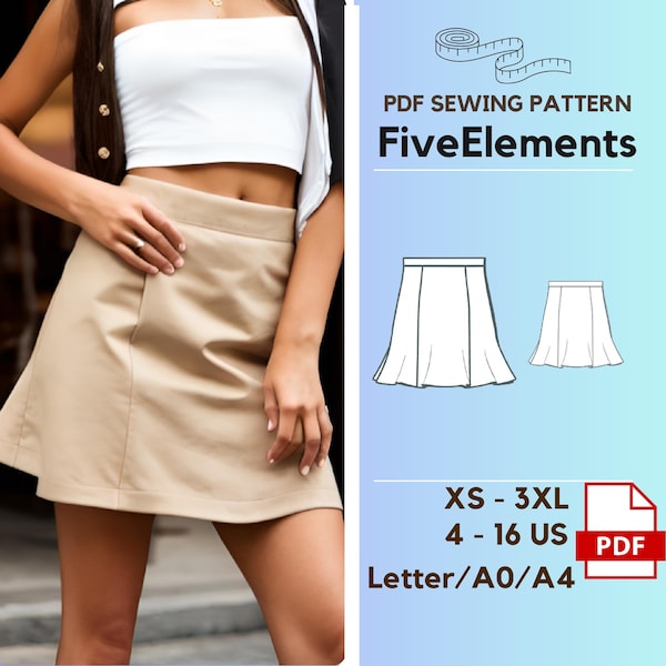 Hohe Taille Frauen Mini Rock Schnittmuster, Rüschen Sexy Rock PDF Pattern Casual Rock