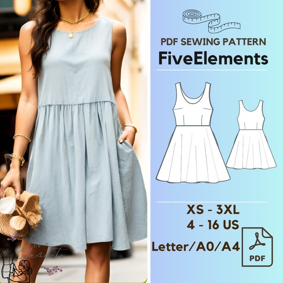 Top Tank Dress Sewing Pattern Sleeveless Loose Dress Sewing Pattern Summer Linen  Dress - Etsy