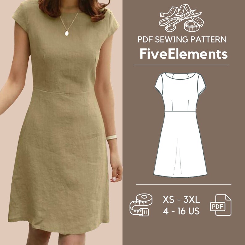 Simple Dress PDF Sewing Pattern Women Cotton Linen Easy Sewing Etsy Australia