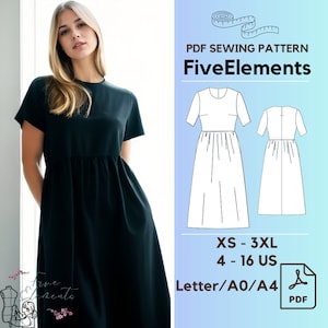 Pocketed Linen Dress Pattern Summer Linen Dress Pattern Short Sleeve Linen Midi Dress Women Dress Pattern