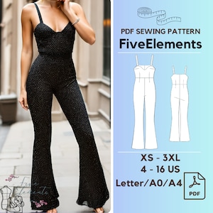 Casual Off Shoulders Jumpsuit PDF Sewing Pattern Women Loose Jumpsuit Sewing Pattern Casual Romper