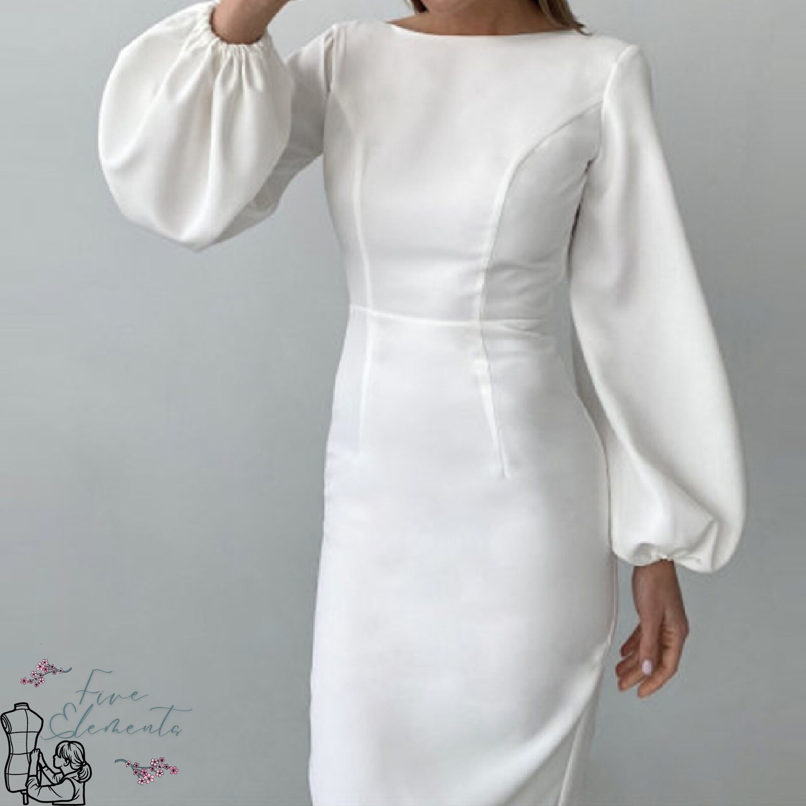 Women Puff Sleeve Dress PDF Sewing Pattern Long Bridesmaid - Etsy